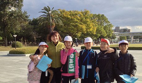 Children I met at the Peace Memorial Park in Hiroshima. I wrote my peace message in their books